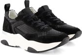 NoGRZ C.Rainaldi - Leren Dames Dad sneakers - Veterschoenen - Zwart Leer - Maat 37