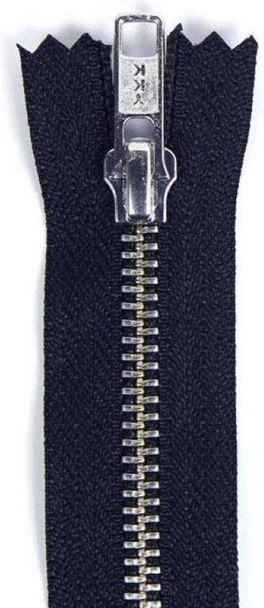 YKK Rits, Marine Blauw, Deelbaar met nikkeltandjes, 80cm, per stuk.