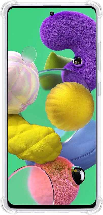 Hoes Geschikt voor Samsung A71 Hoesje Pasjeshouder Cover Shock Proof Case Siliconen Hoes Met Kaarthouder - Transparant - 2 PACK
