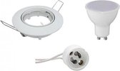 LED Spot Set - Igan - GU10 Fitting - Inbouw Rond - Glans Wit - 8W - Helder/Koud Wit 6400K - Kantelbaar Ø82mm