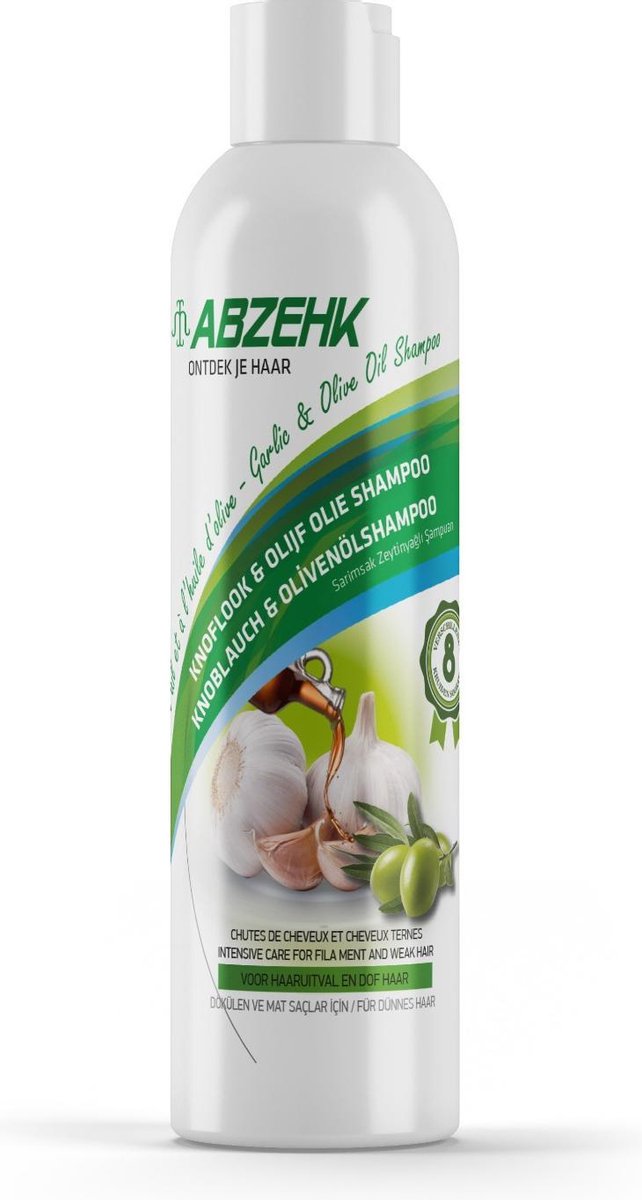 Abzehk Knoflook en Olijolie Shampoo, inhoud 400ml