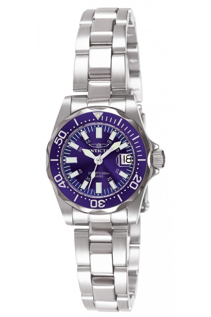 Invicta Signature 7060 Dames Horloge - Waterdicht - Analoog - Quartz Uurwerk - Roestvrij Staal met blauwe Wijzerplaat - 27mm