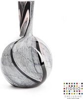 Design vaas Globe M - Fidrio ONYX FLAME - glas, mondgeblazen bloemenvaas - hoogte 26 cm