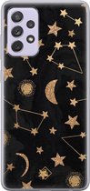 Samsung A72 hoesje siliconen - Counting the stars | Samsung Galaxy A72 case | zwart | TPU backcover transparant