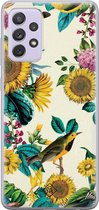 Samsung A72 hoesje siliconen - Zonnebloemen / Bloemen | Samsung Galaxy A72 case | geel | TPU backcover transparant