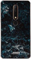 Nokia X6 (2018) Hoesje Transparant TPU Case - Dark Blue Marble #ffffff