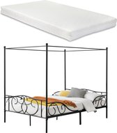 Metalen hemelbed Finstrom zwart met matras 140x200 cm