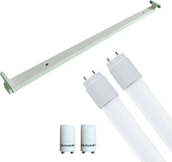 LED TL Armatuur met T8 Buis Incl. Starter - Aigi Dybolo - 150cm Dubbel - 44W - Helder/Koud Wit 6400K - Beschermingsgraad IP20