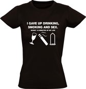 Worst 15 minutes of my life dames t-shirt | drank | roken | sex | gestopt | afkicken | Zwart