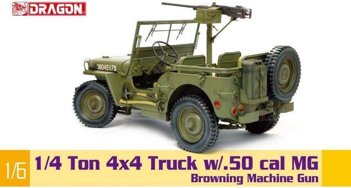 Dragon Modelbouwpakket Militaire voertuigen - 75052 1/4-Ton 4x4 Truck w/M2 .50-cal Machine Gun Plastic - 1:6 - Modelbouw