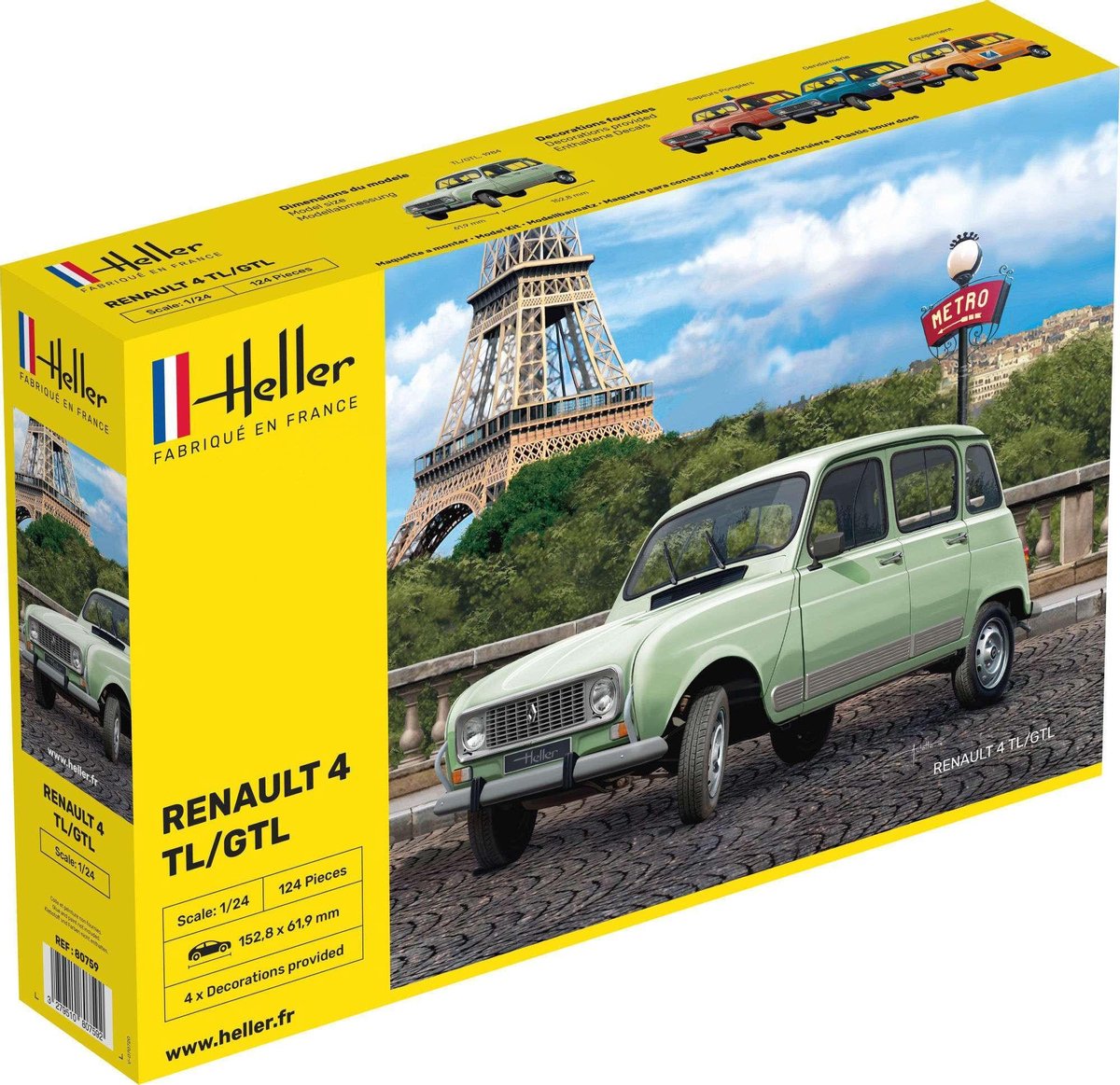 Heller Modelbouwpakket Auto - 80759 Renault 4L Car Plastic - 1:24 - Modelbouw