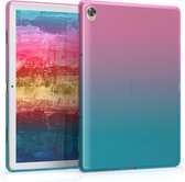 kwmobile hoes voor Huawei MediaPad M6 10.8 - siliconen beschermhoes voor tablet - Tweekleurig design - roze / blauw / transparant