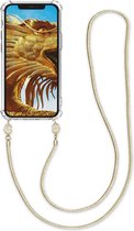 kwmobile hoesje voor Apple iPhone 12 mini - Beschermhoes voor smartphone in transparant / goud - Hoes met koord