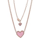 Tracelet - Zilveren Kettingen | Ketting Pink Mix Heart | Hart ketting rosé | 925 Sterling Zilver - 925 Keurmerk stempel - 925 Zilver Certificaat | Valentijn tip