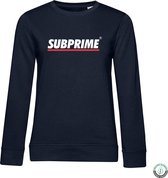 Subprime - Dames Sweaters Sweater Stripe Navy - Blauw - Maat XL