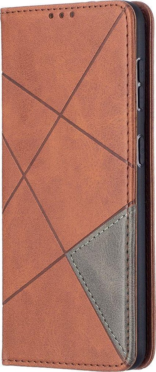 Mobigear Telefoonhoesje geschikt voor Samsung Galaxy S21 Hoesje | Mobigear Rhombus Slim Bookcase | Pasjeshouder voor 2 Pasjes | Telefoonhoesje voor Pinpas / OV Kaart / Rijbewijs - Bruin