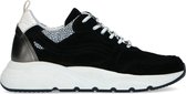 Manfield - Dames - Zwarte suède sneakers met details - Maat 37