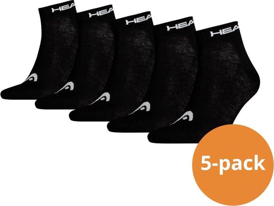 HEAD Quarter Sokken - 5 paar enkelsokken - Unisex - Zwart - Maat 39/42