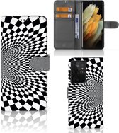 Telefoonhoesje met Pasjeshouder Geschikt voor Samsung Galaxy S21 Ultra Wallet Book Case Illusie
