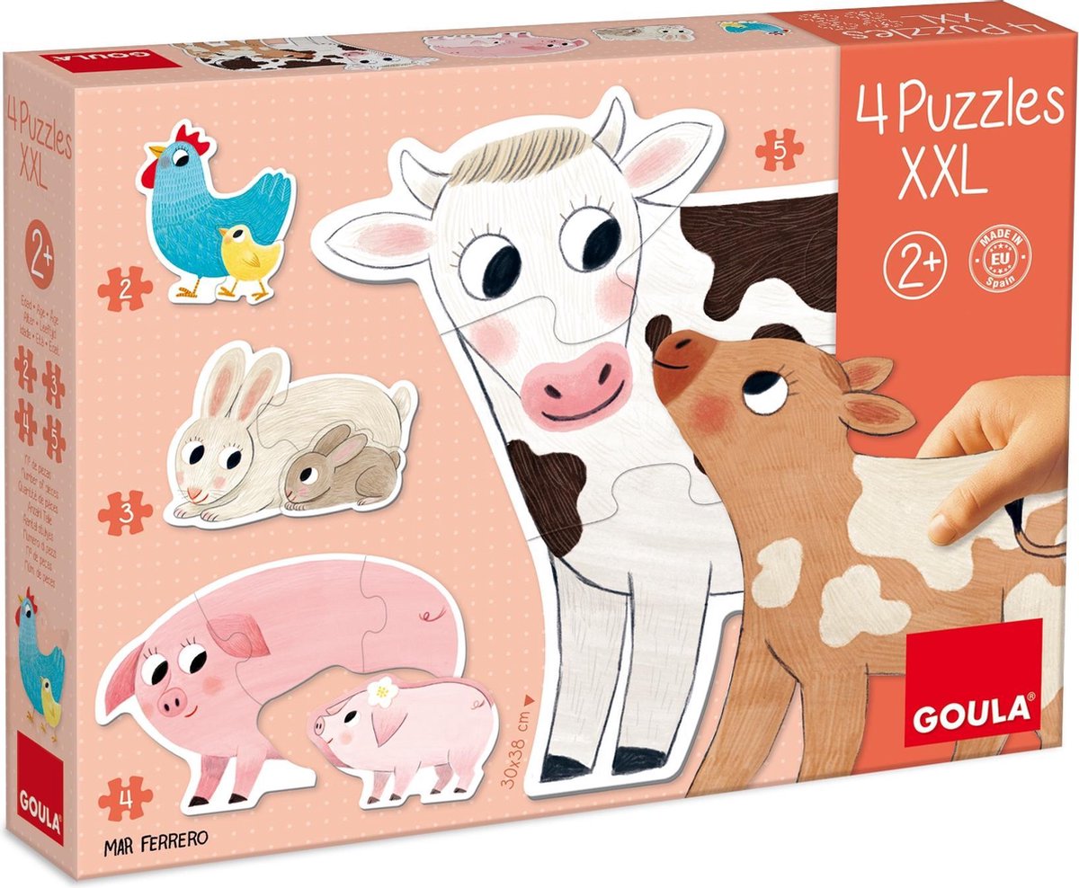 Goula 4 XXL Vormpuzzels Dieren Mama's en Baby's - 2+3+4+5 stukjes