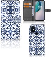 Telefoon Hoesje OnePlus Nord N10 Book Case Flower Blue