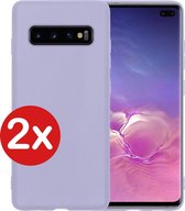 Samsung S10 Hoesje Siliconen Case Cover - Samsung Galaxy S10 Hoesje Cover Hoes Siliconen - Lila - 2 PACK