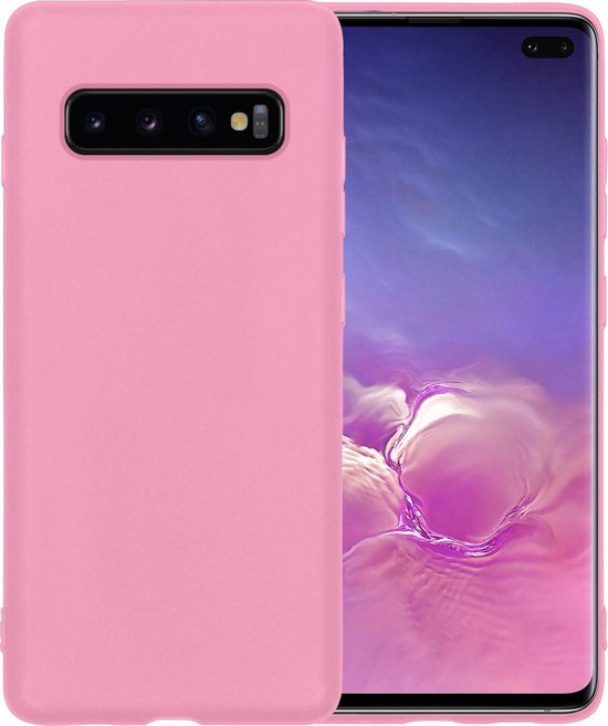 Samsung S10 Hoesje Siliconen Case Cover - Samsung Galaxy S10 Hoesje Cover Hoes Siliconen - Roze