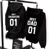 Hoodie heren-zwart-voor vader-vaderdag cadeau-Best Dad Best Daughter-Maat L
