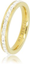 My Bendel - Ring met zirkonia steentjes goudkleurig 3 mm - Ring goudkleurig met zirkonia stenen - Met luxe cadeauverpakking