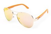 IZZLE Zonnebril Aviator PZ20-010 - Dames/Heren - Polariserend - UV400 - Houtlook met koper montuur/Gekleurd glas