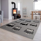 Tapiso Luxury Vloerkleed Grijs Kinderkamer Tiener Dieren Tapijt Maat- 160x220