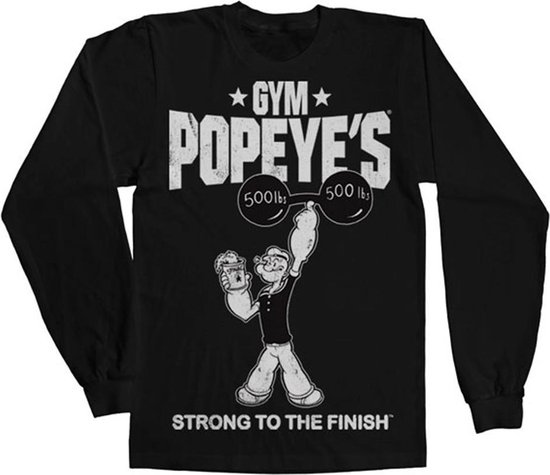 Popeye Longsleeve shirt Popeye's Gym Zwart