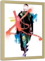 Foto in frame , Man ,Grunge kunst ,70x100cm , multikleur, wanddecoratie