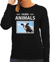 Dieren foto sweater Koe - zwart - dames - farm animals - cadeau trui Koeien liefhebber XL