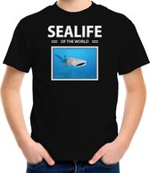 Dieren foto t-shirt Tijgerhaai - zwart - kinderen - sealife of the world - cadeau shirt Haaien liefhebber XS (110-116)