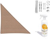 Compleet pakket: Sunfighters driehoek 3.5x4x4.5m Zand met RVS Bevestigingsset en buitendoekreiniger