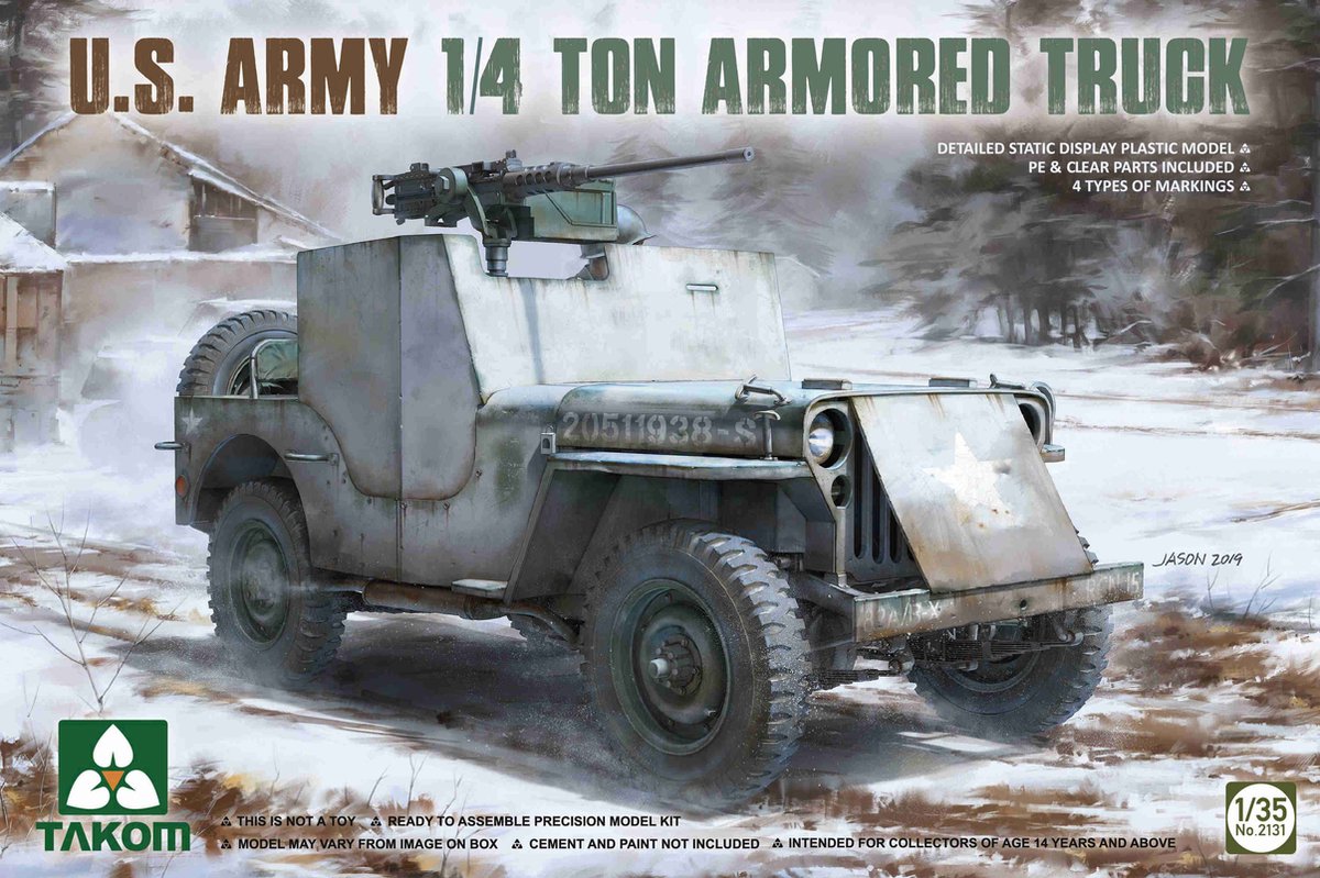 Takom Modelbouwpakket Militaire voertuigen - 2131 U.S. Army 1/4 Ton Armored Truck Plastic - 1:35 - Modelbouw