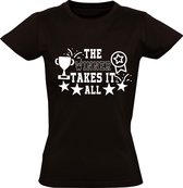 The winner takes it all Dames t-shirt | geslaagd | winnaar | grappig | cadeau | Zwart