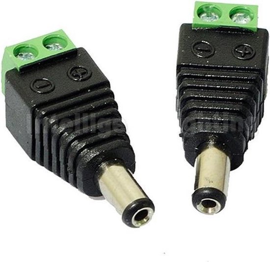 Vrouwelijke mannelijke dc connector 5.5x2.1mm power jack adapter plug voor 3528 5050 5730 5630 3014 enkele kleur led strip licht cctv camera [f en m elk 10st] - Slowmoose