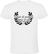 Saluti di propati, hangt ie niet dan staat ie Heren t-shirt | penis | lul | piemel | pik |  Wit