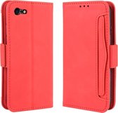 Voor iPhone SE (2020) Wallet Style Skin Feel Calf Pattern Leather Case, met aparte kaartsleuf (rood)