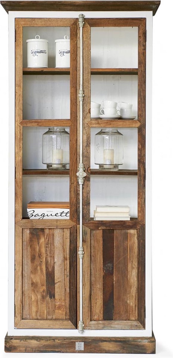 Riviera Maison Buffetkast - Kast - Driftwood Glass Cabinet - Wit | bol.com