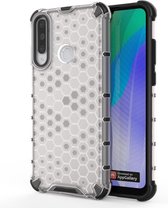 Huawei Y6p Hoesje - Mobigear - Honeycomb Serie - Hard Kunststof Backcover - Wit - Hoesje Geschikt Voor Huawei Y6p