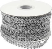 Decoratief gevlochten lint, b: 10 mm, zilver, 10m