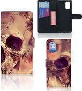Wallet Book Case Geschikt voor Samsung Galaxy A02s Flip Cover Geschikt voor Samsung M02s Smartphone Hoesje Skullhead