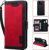 Voor Galaxy A40 Retro Splicing Horizontale Flip lederen tas met kaartsleuven & houder & portemonnee (rood)