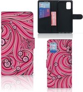 Hoesje ontwerpen Geschikt voor Samsung Galaxy A02s Flip Cover Geschikt voor Samsung M02s GSM Hoesje Swirl Pink