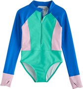 Coolibar - UV longsleeve badpak voor meisjes - Koko - Zeemunt - maat M (122-134cm)