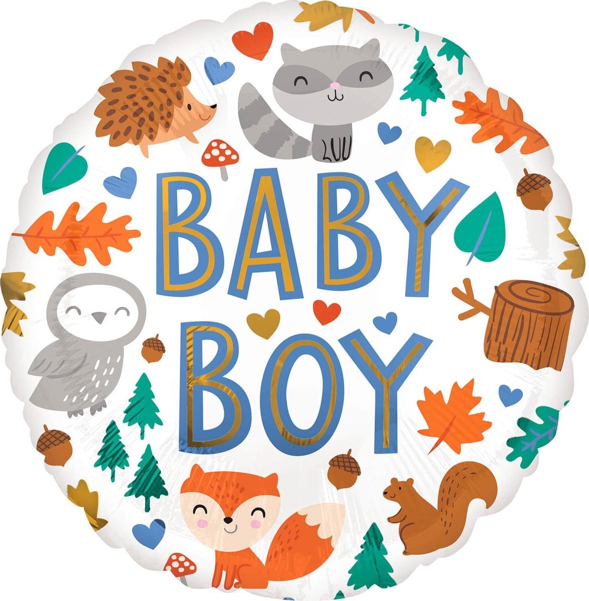 Amscan Folieballon Baby Boy Woodland 43 Cm Wit