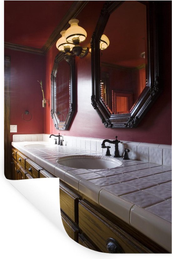 Muursticker Bordeaux rood - Rode badkamer 60x90 cm - zelfklevend plakfolie -... | bol.com